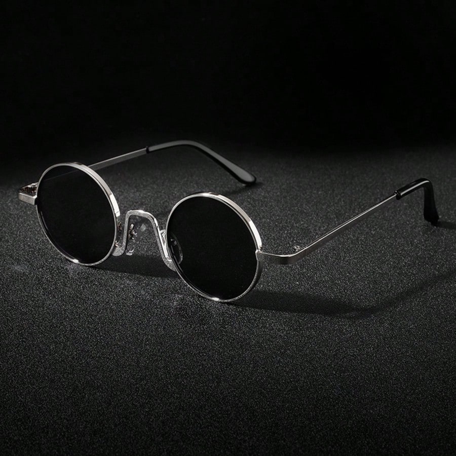 Silver Metal Frame Clear Lens Round Eye Glasses