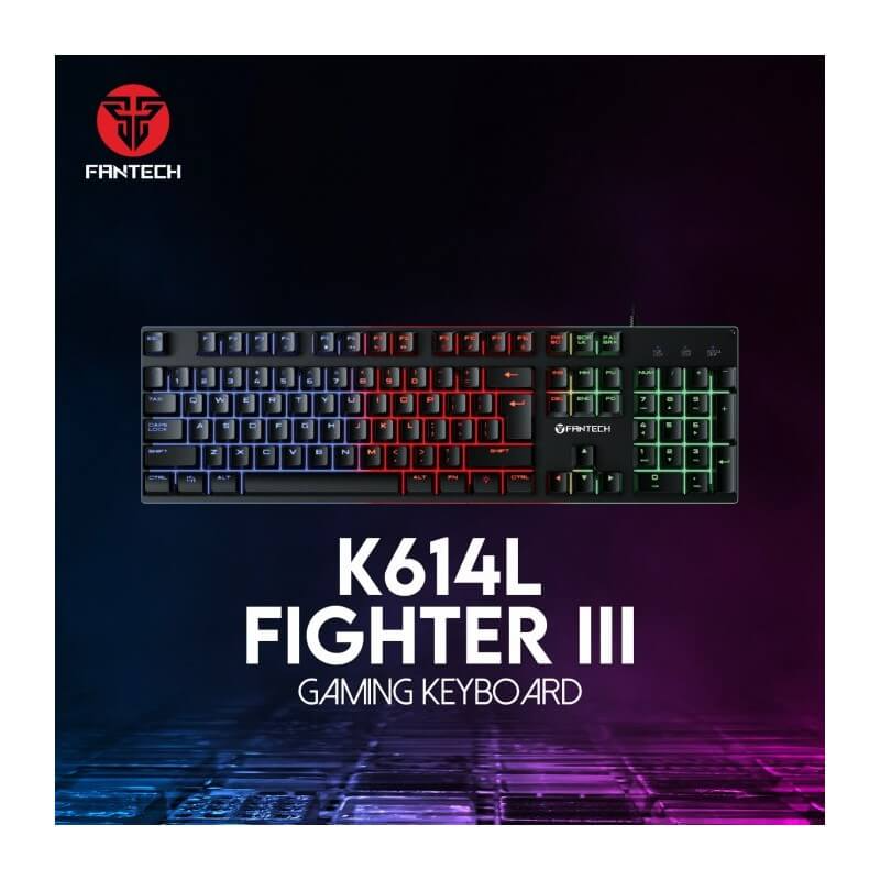FANTECH K614L Fighter III RGB Membrane Gaming Keyboards 26 Keys & Anti-ghosting 104 Keys For Gaming Game